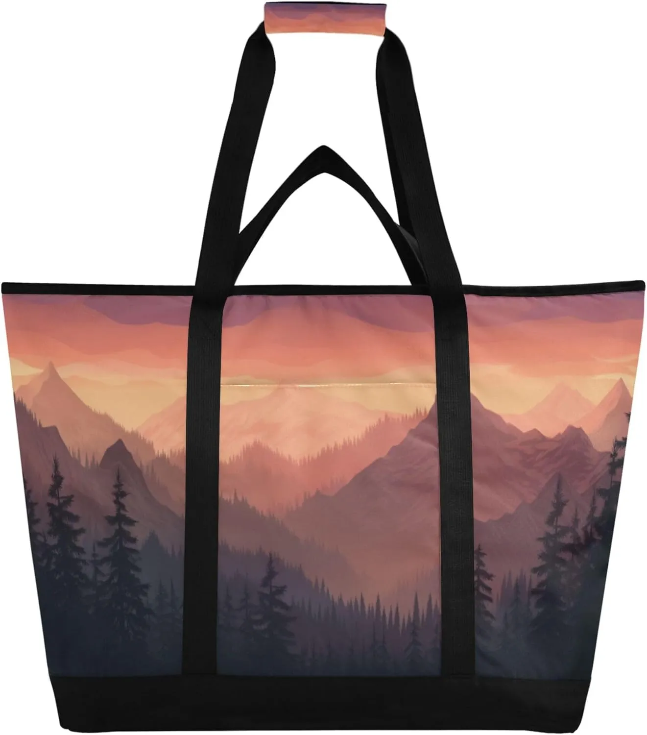 Mountain Reusable Insulated Cooler Bag with Ice Pack Compartment - Large 47L Waterproof Thermal Grocery Tote for Picnic Beach Camping Lunch Storage