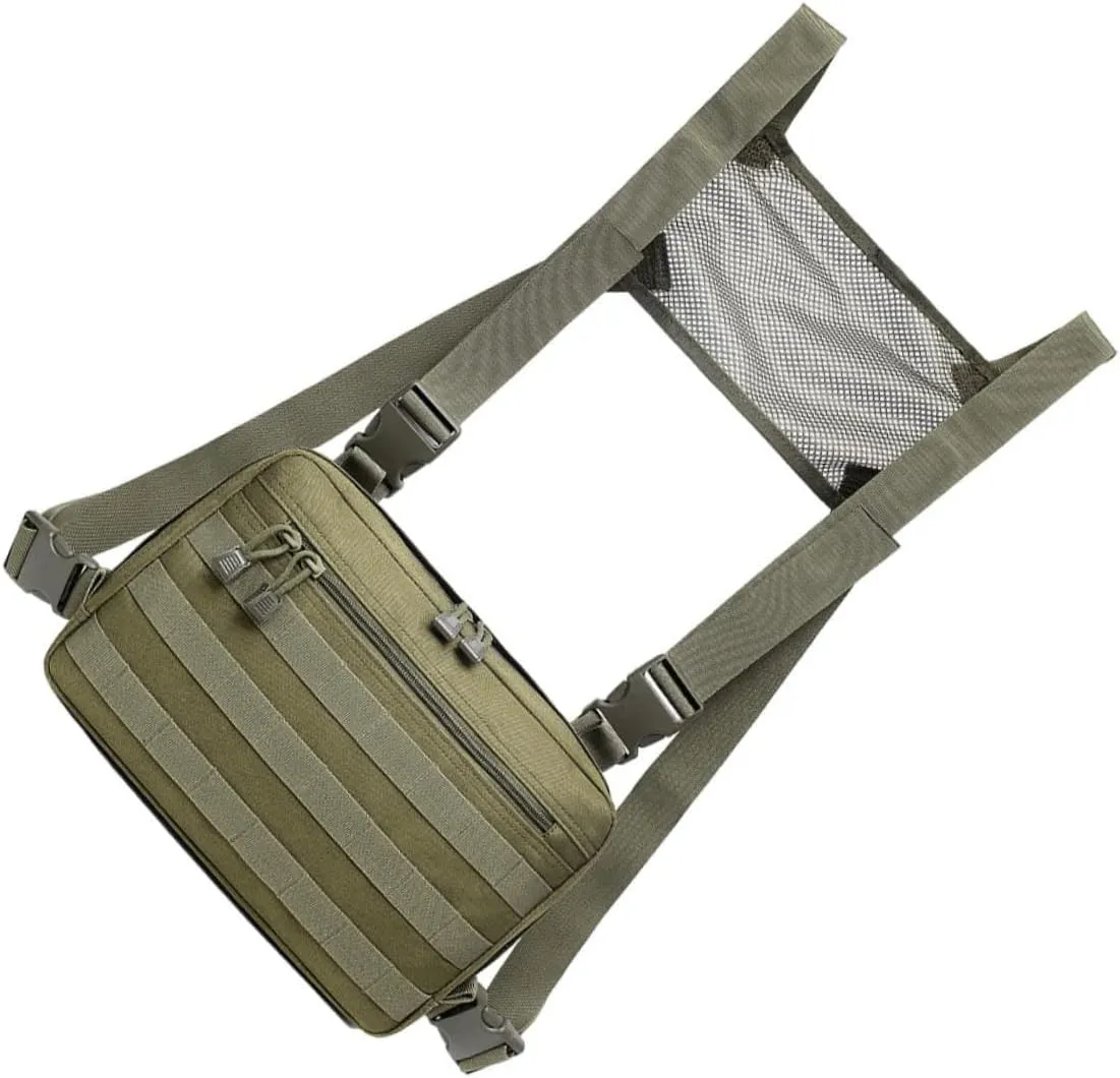 Mountaineering Chest Bag Sturdy and Scratch-resistant Large Compartment for Phones Earbuds Power Banks Cycling Hiking Gear Green