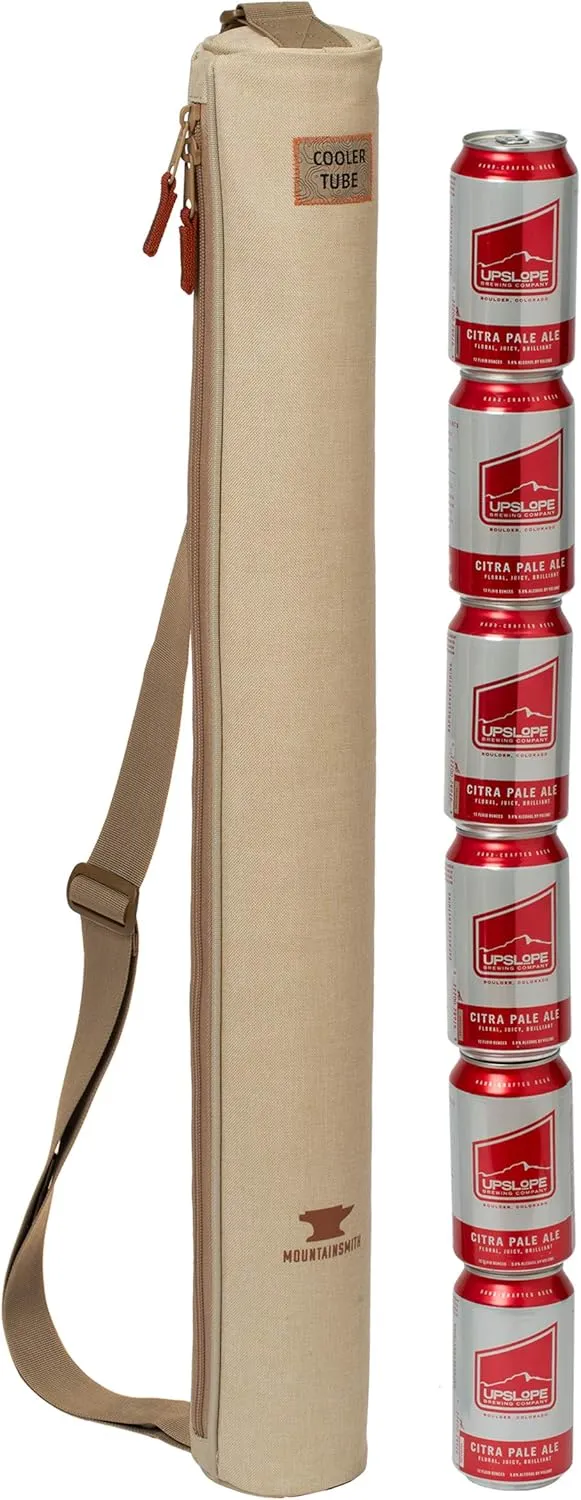 Mountainsmith Cooler Tube, Soft Sided Insulated 6 Can Cooler Sleeve with 2-Way Zipper and Adjustable Shoulder Strap