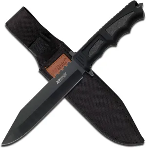 MTECH USA MT-086 Fixed Blade Hunting Knife, Black Straight Edge Blade, Black Handle, 12-1/4-Inch Overall, Black Blade