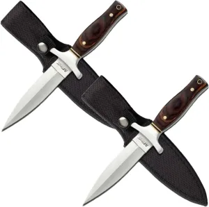 MTECH USA MT-20-03 Fixed Blade Knife, Titanium Double Edge Blade, Pakkawood Handle, 9-Inch Overall (Pack of 2.)