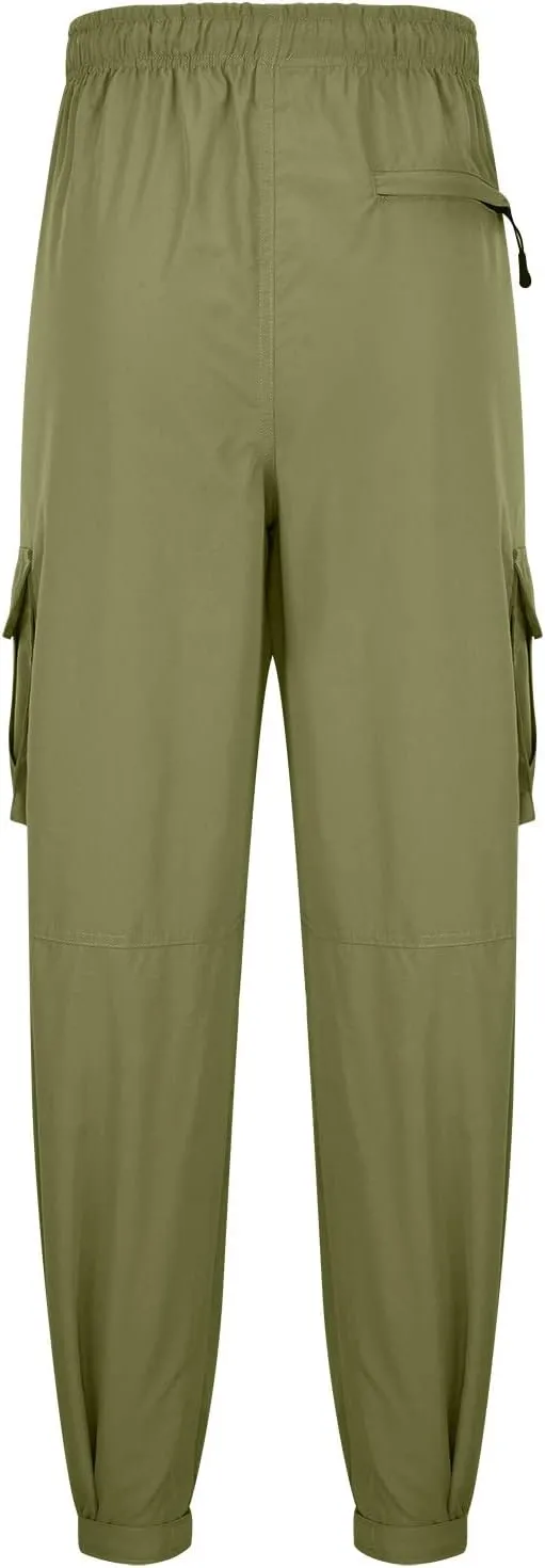 Muscularfit Cotton Pants for Men 2024 Fall Fashion Stretch Waist Multi Pockets Cargo Pants Causal Solid Athletic Sweatpants