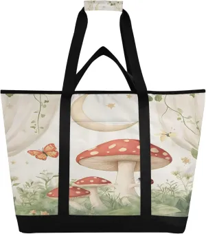 Mushroom Reusable Insulated Cooler Bag with Ice Pack Compartment - Large 88L Waterproof Thermal Grocery Tote for Picnic Beach Camping Lunch Storage