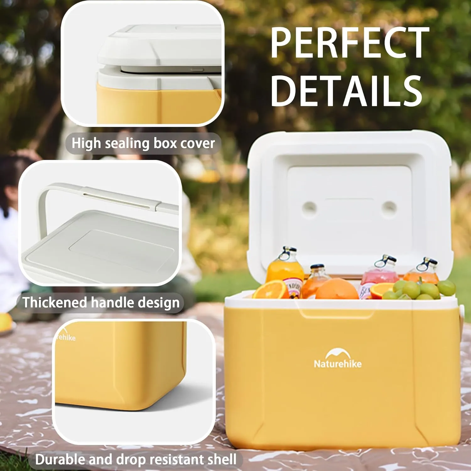Naturehike Outdoor Insulated Portable Cooler, Leak-Proof Hard Cooler Keeps Ice for up to 2 Days, 5/18L Insulated Box for Beach, Drink, Camping, Picnic, Fishing, Boat, Barbecue & More