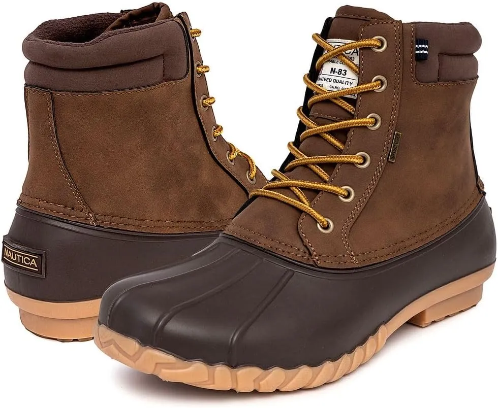Nautica Mens Duck Boots Waterproof Shell Insulated Snow & Rain Boot -Lace-Up Winter Shoe- Channing (Wide/Medium Width)