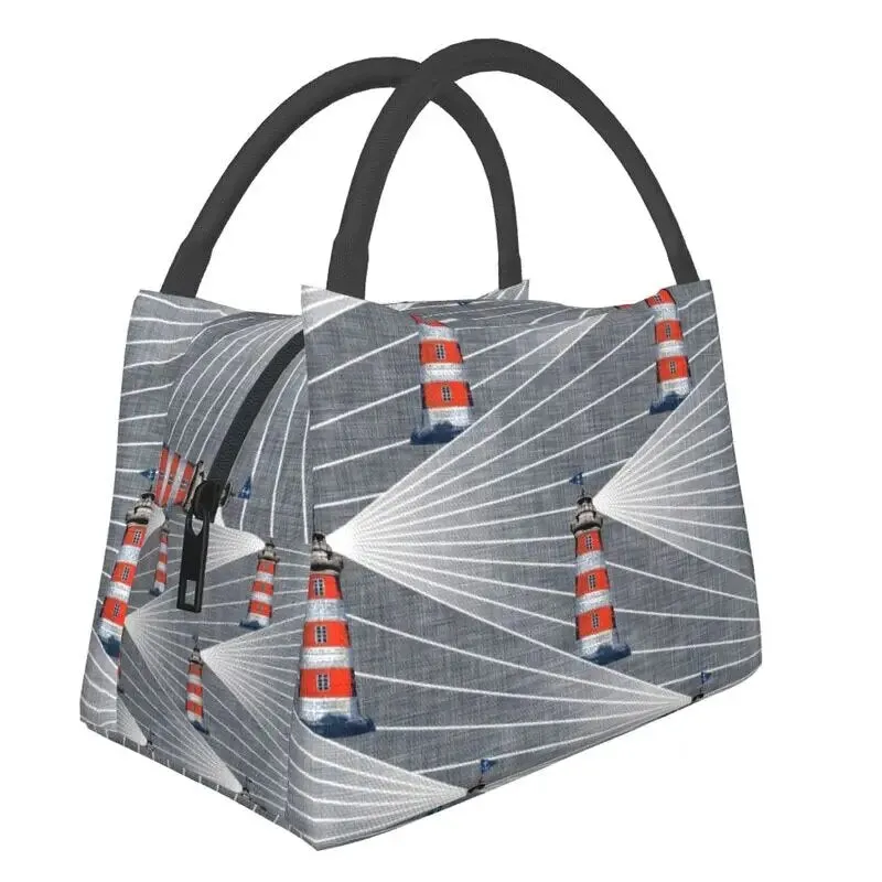 Nautical Cooler Lunch Box Red and Blue Stripes