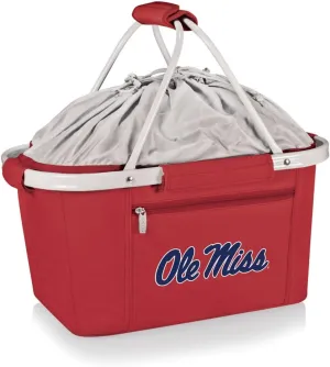 NCAA Ole Miss Rebels Metro Shopping Basket - Insulated Picnic Basket - Collapsible Market Basket - Utility Tote Cooler Bag