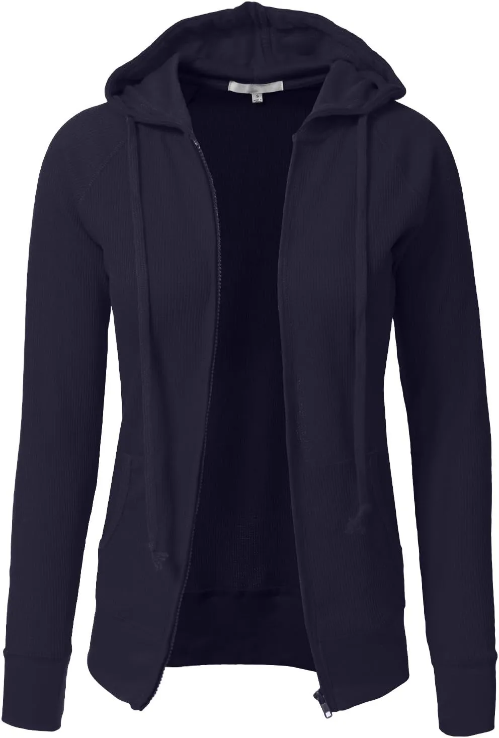 NE PEOPLE Women Basic Casual Comfy Lightweight Thermal Waffle Hoodie