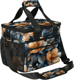 Nectar-Rich Flower Soft Sided Cooler Bag, 20 Cans Insulated Leak Proof Cooler Bag with Hard Bottom Blossoming Flower Portable Lightweight Cooler Picnic Cooler Lunch Tote Bag for Travel Camping