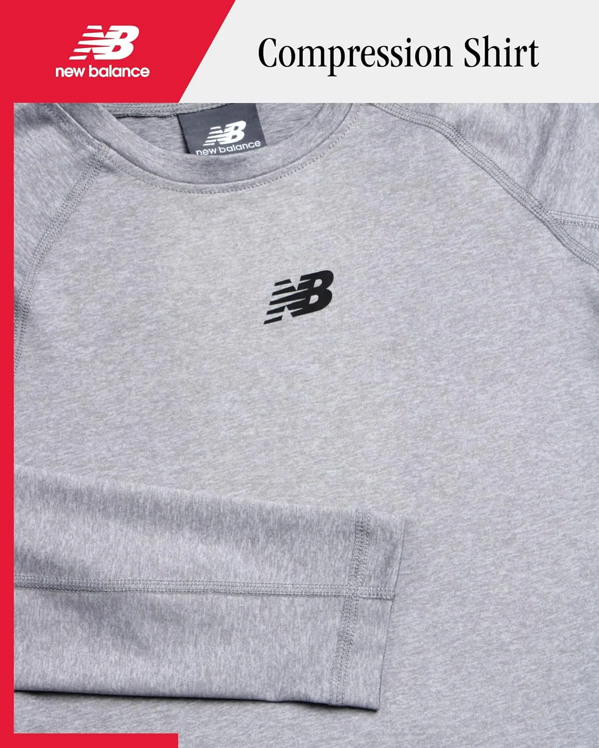 New Balance Boys Base Layer Top - Insulated Compression Long Sleeve Shirt - Active Base Layer Under Shirts for Boys (8-20)