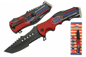 NHRA 8" National Hot Rod Association Patriot Folding Knife With Pocket Clip Pocket Knife for Edc Knife Use, Conventional Knife Racer Knife