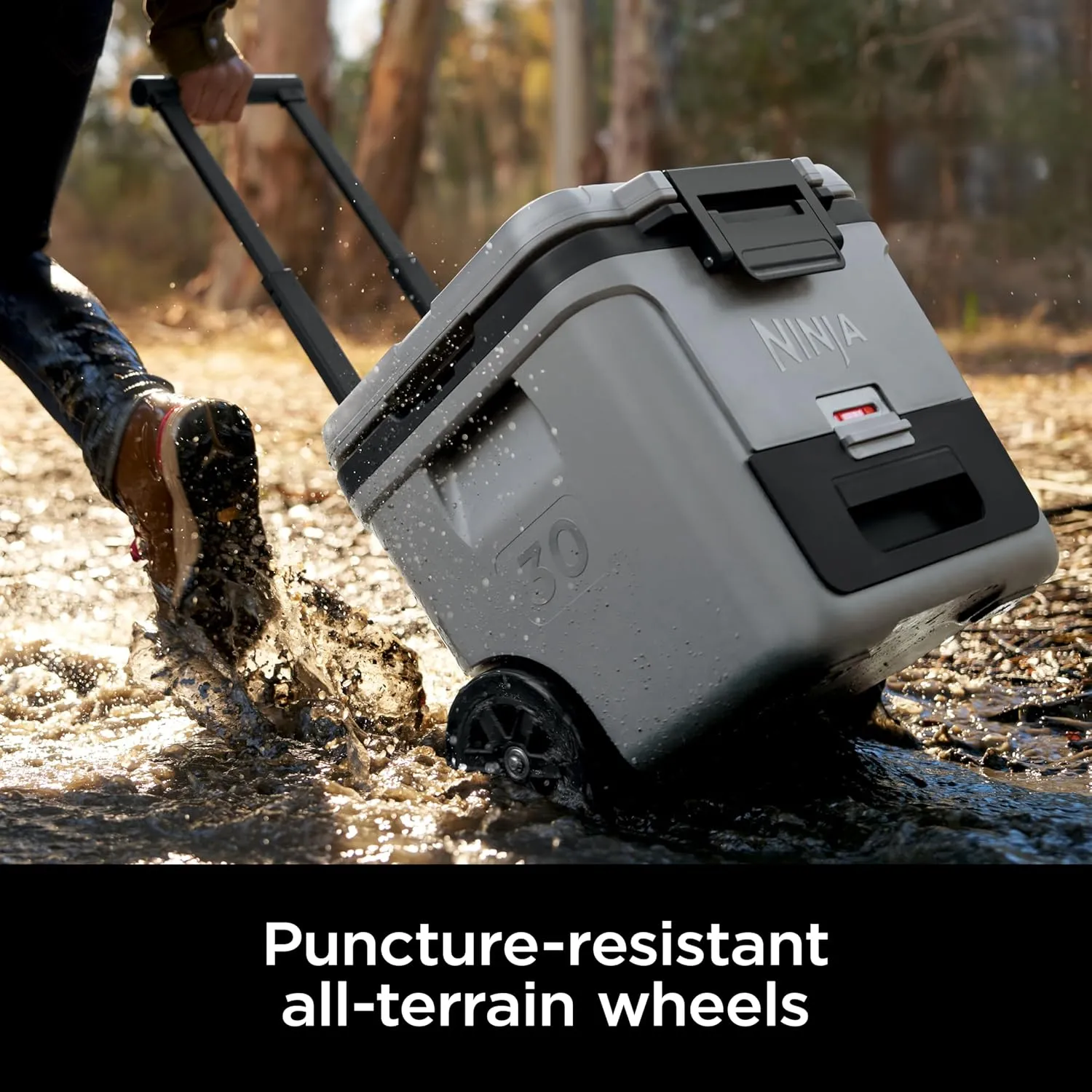 Ninja | Cooler | FrostVault 30QT Cooler with Wheels | Insulated with Temp Dry Storage Drawer | Keeps Ice Cold for Days | for The Beach, Camping, Picnics & More | Slate Gray | FB230GY
