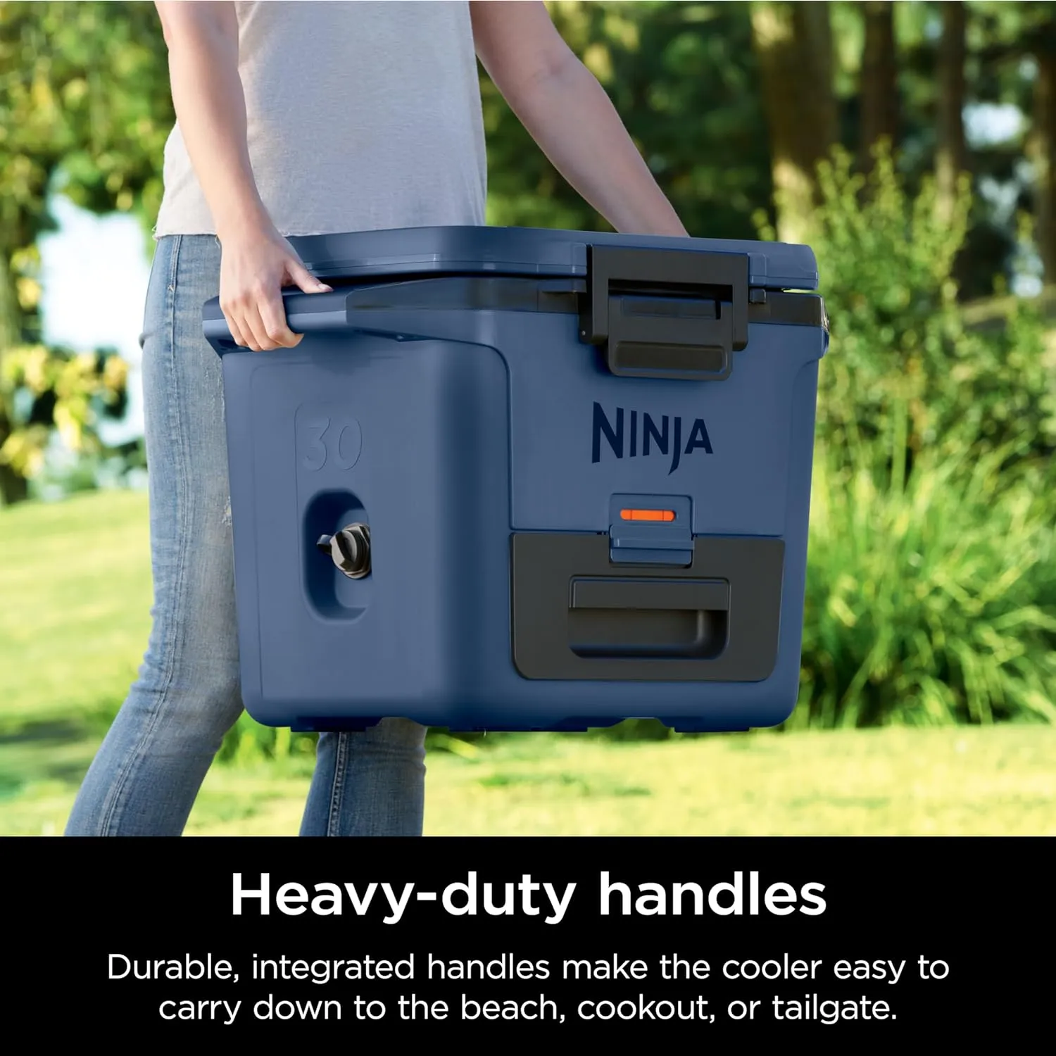 Ninja FB131BL FrostVault 30qt Hard Cooler with Dry Zone, Integrated Fridge-Temp Dry Storage Drawer, Premium Heavy-Duty Insulated Cooler, Keeps Ice for Days, Lakeshore Blue