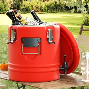 Nisorpa 5.3 Gallon Insulated Beverage Dispenser 304 Stainless Steel Hot and Cold Water Dispenser with Spout Portable Outdoor Cooler Jug for Camping Party- Cold
