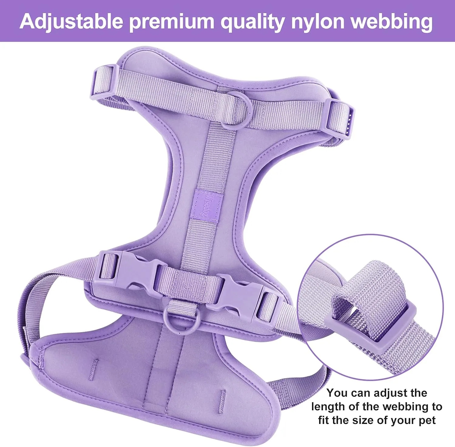 No Pull Lightweight Dog Harness: Adjustable Durable Breathable Mesh Pet Vest Harness with Soft & Comfortable Cushion, for Small Medium Large Dogs (S, Lilac)