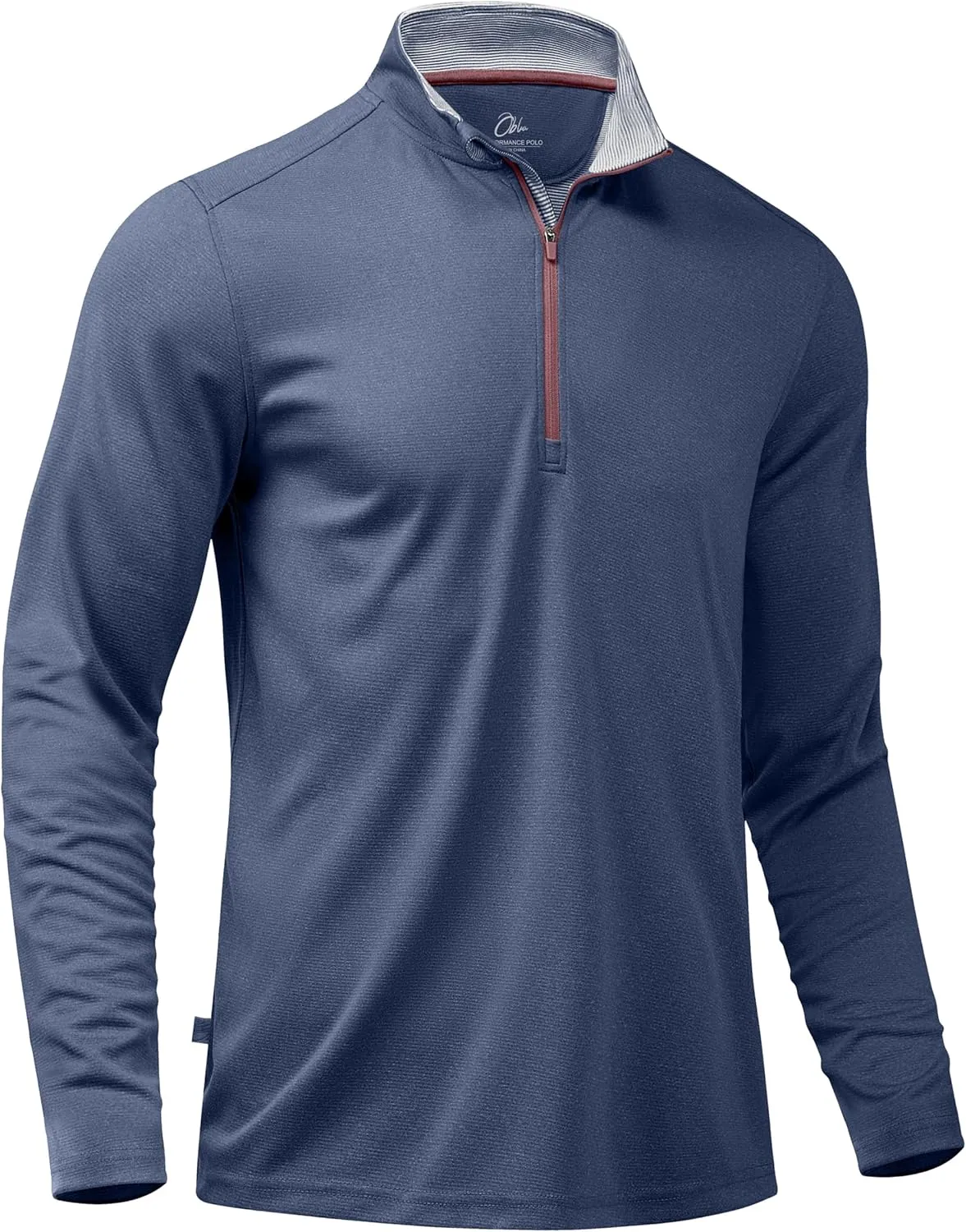 Obla Golf Quarter Zip Pullover for Men Mock Neck Sweatshirt Lightweight Sun Protection Men's Long Sleeve Golf Shirt