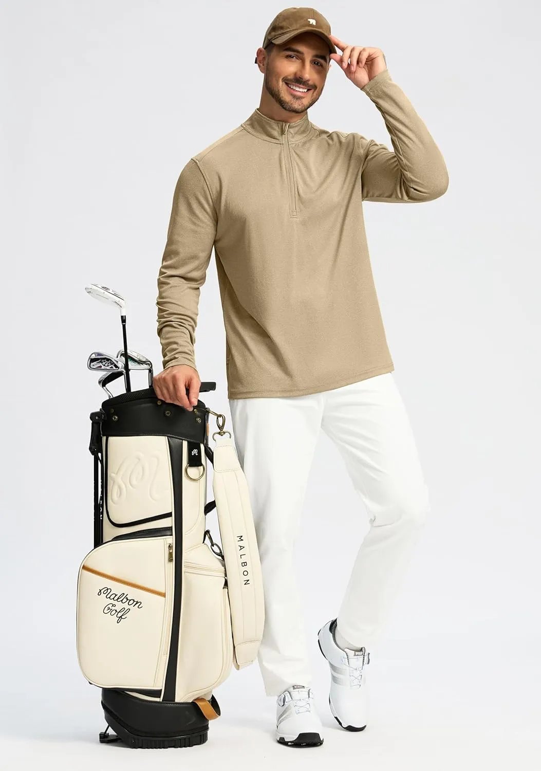 Obla Golf Quarter Zip Pullover for Men Mock Neck Sweatshirt Lightweight Sun Protection Men's Long Sleeve Golf Shirt