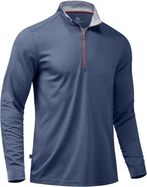 Obla Golf Quarter Zip Pullover for Men Mock Neck Sweatshirt Lightweight Sun Protection Men's Long Sleeve Golf Shirt