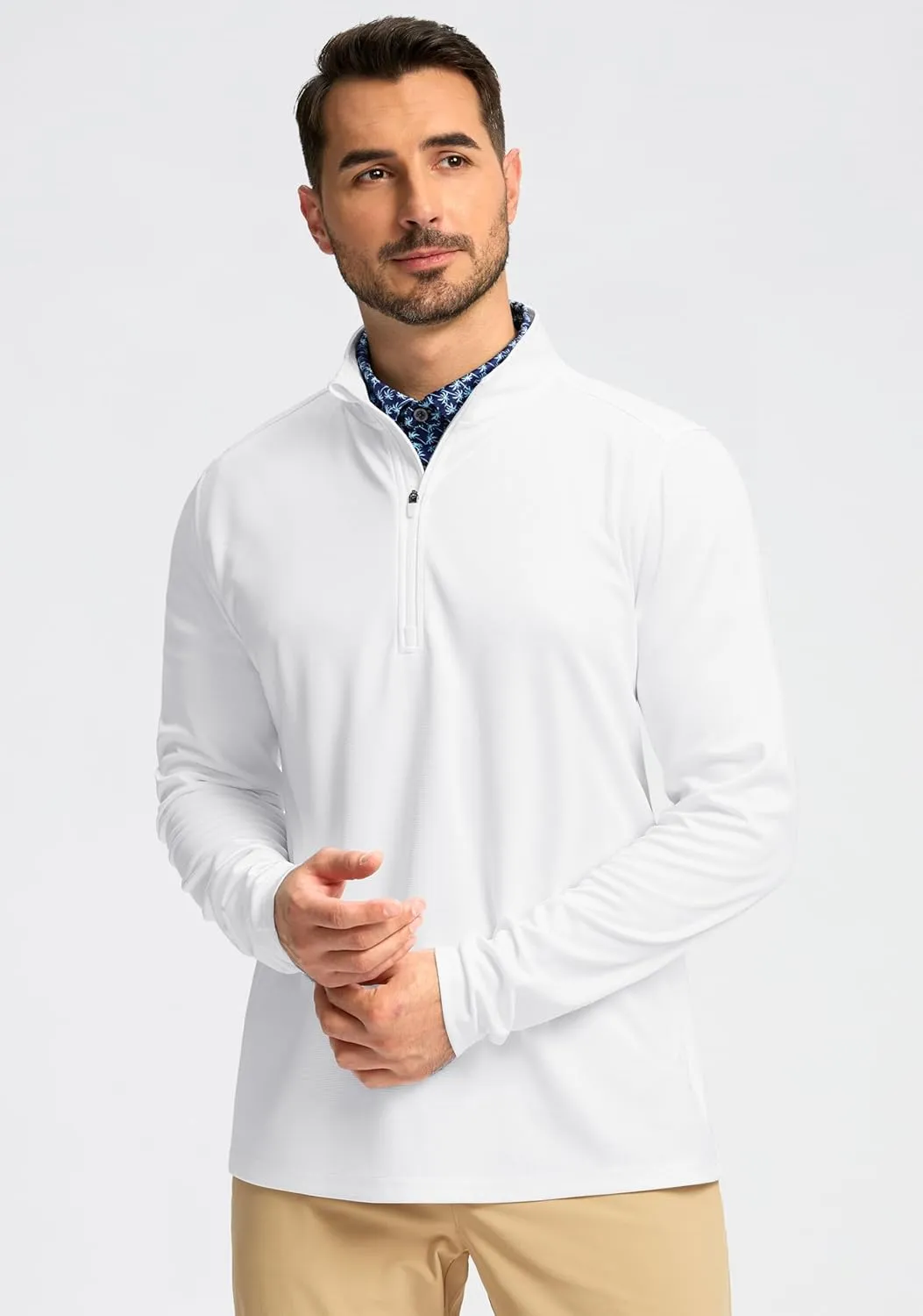 Obla Golf Quarter Zip Pullover for Men Mock Neck Sweatshirt Lightweight Sun Protection Men's Long Sleeve Golf Shirt