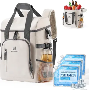 Odoland 30 Cans Small Cooler with 3 Ice Packs Portable Ice Chest Soft Coolers for Beach Camping Travel and Picnic