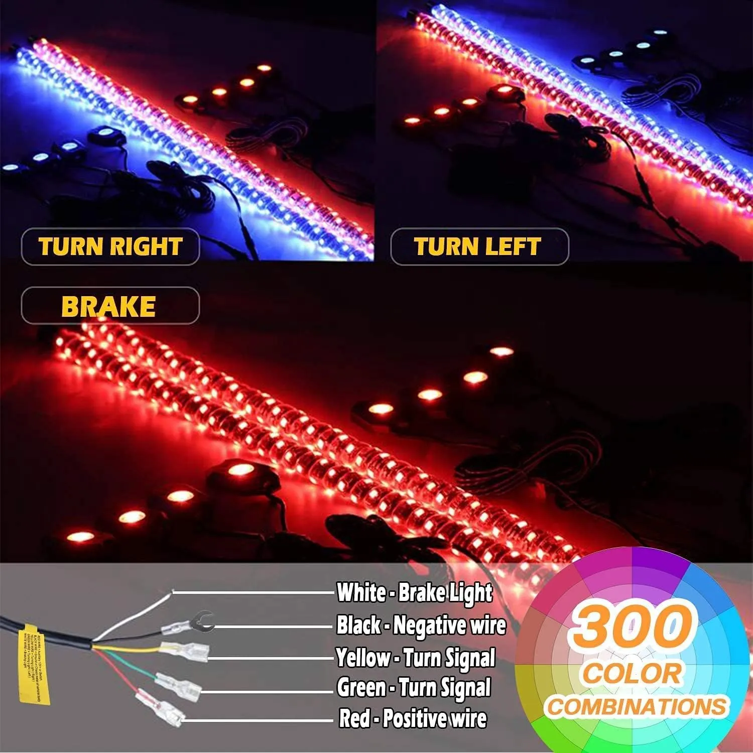 OHMU 2Pcs 4FT LED Whip Lights and 3rd-Gen Rock Lights Package with Bluetooth and Remote Control 360° Spiral RGB Chasing Neon Pods Offroad Warning Lighted Antenna Whips and Rocks Cambo