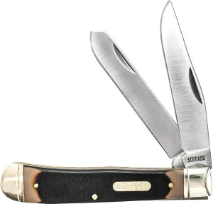 Old Timer 296OT Trapper 7.3in S.S. Traditional Folding Knife with 3.2in Clip Point Blade and Sawcut Handle for Outdoor, Hunting, Camping and EDC
