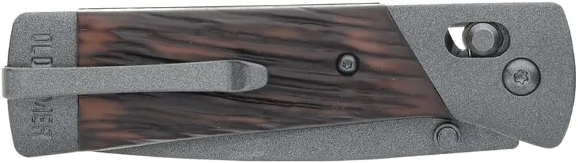 Old Timer Frontier Series Knife with 7Cr17 Steel Blade, Luxewood Composite Handle, Traditional Look for Hunting, EDC, Farming