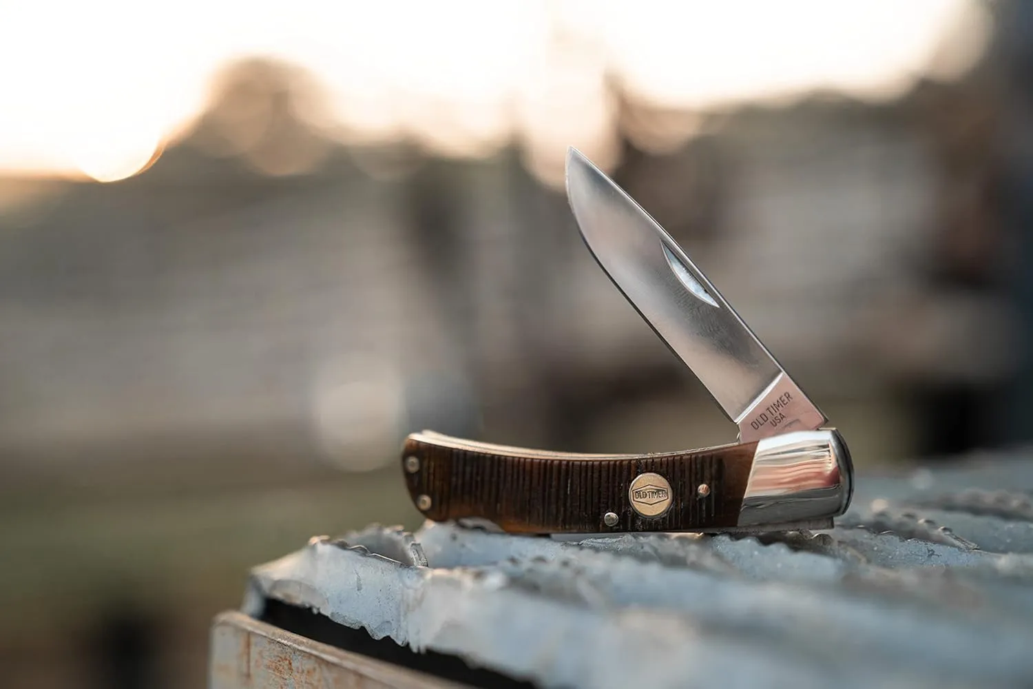 Old Timer Generational USA Series Traditional Fixed and Folding Knives with 1095 HC Stainless Steel Blades, Sawcut Bone Handles, and Made in USA for Hunting, Skinning, EDC, Field Dressing, and Outdoor