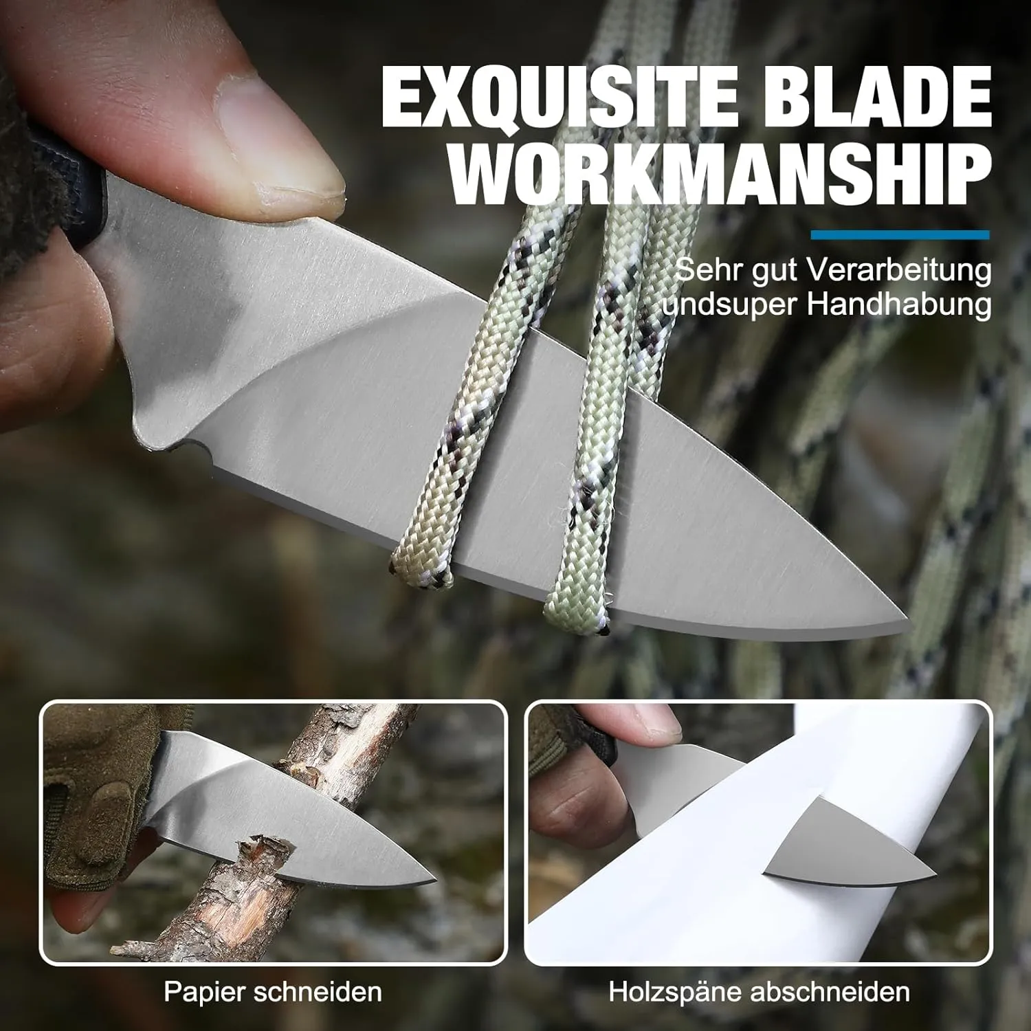 Omesio Compact Neck Knife With Clip, 5.82" With Sheath and Necklace, D2 Steel 2.99-Inch Blade, Full Tang G10 Handle, Fixed Blade for EDC, Hiking, Camping