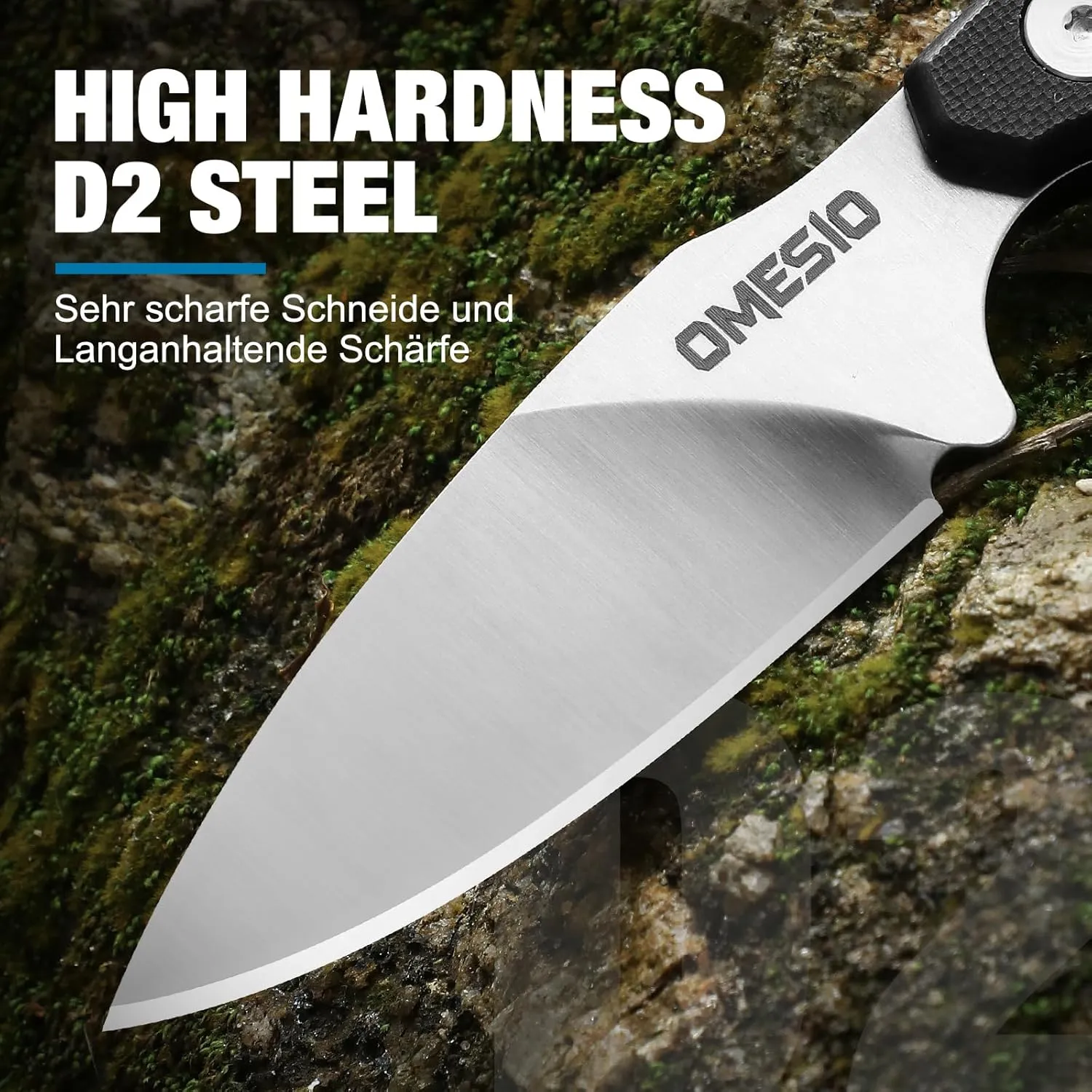 Omesio Compact Neck Knife With Clip, 5.82" With Sheath and Necklace, D2 Steel 2.99-Inch Blade, Full Tang G10 Handle, Fixed Blade for EDC, Hiking, Camping