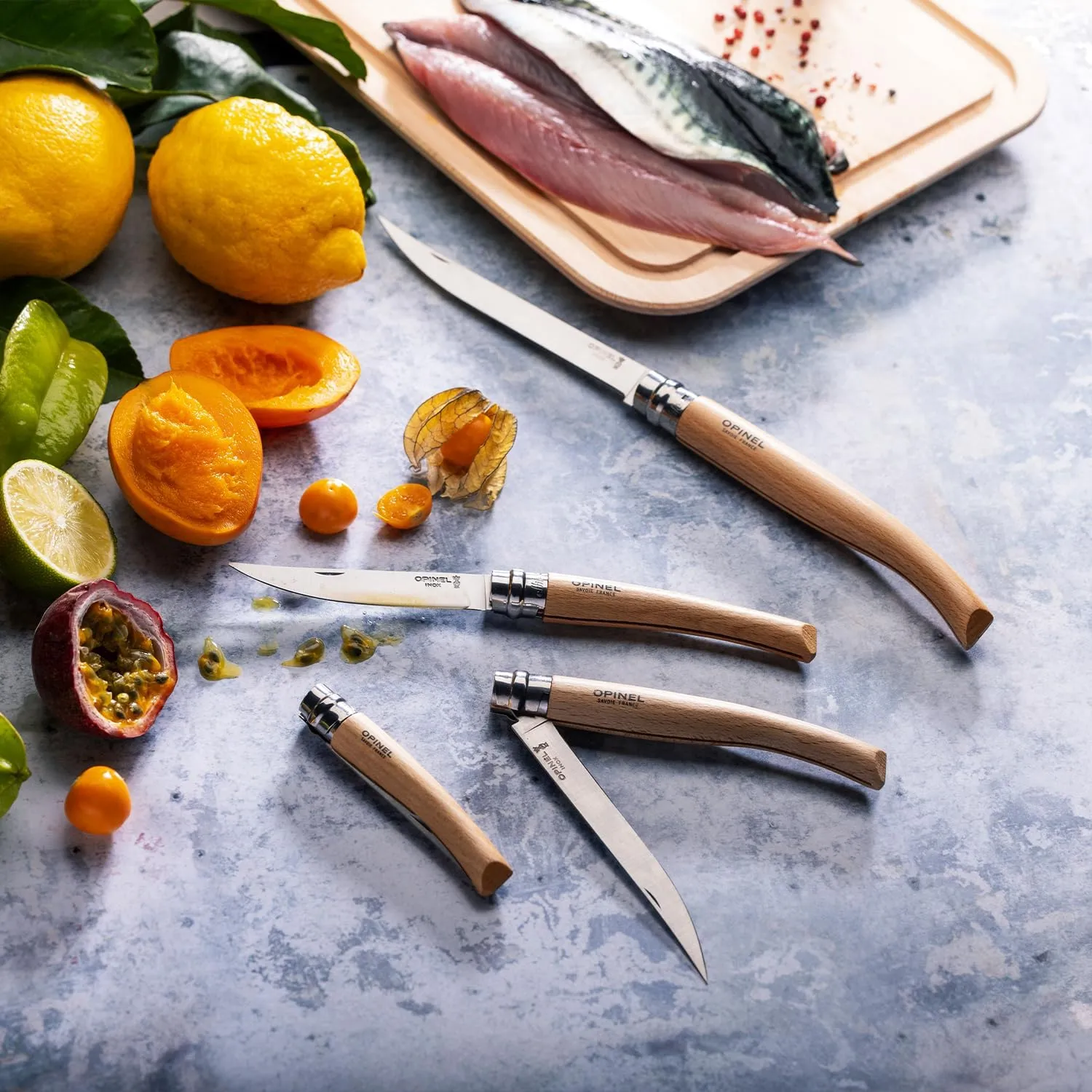 Opinel Effile Slimline Series Folding Fillet Knife – Slim Blade Folding Knife, Virobloc Locking Collar, Sustainably Harvested Wood Handles, Updated Blade Profile (Beechwood/No.15)