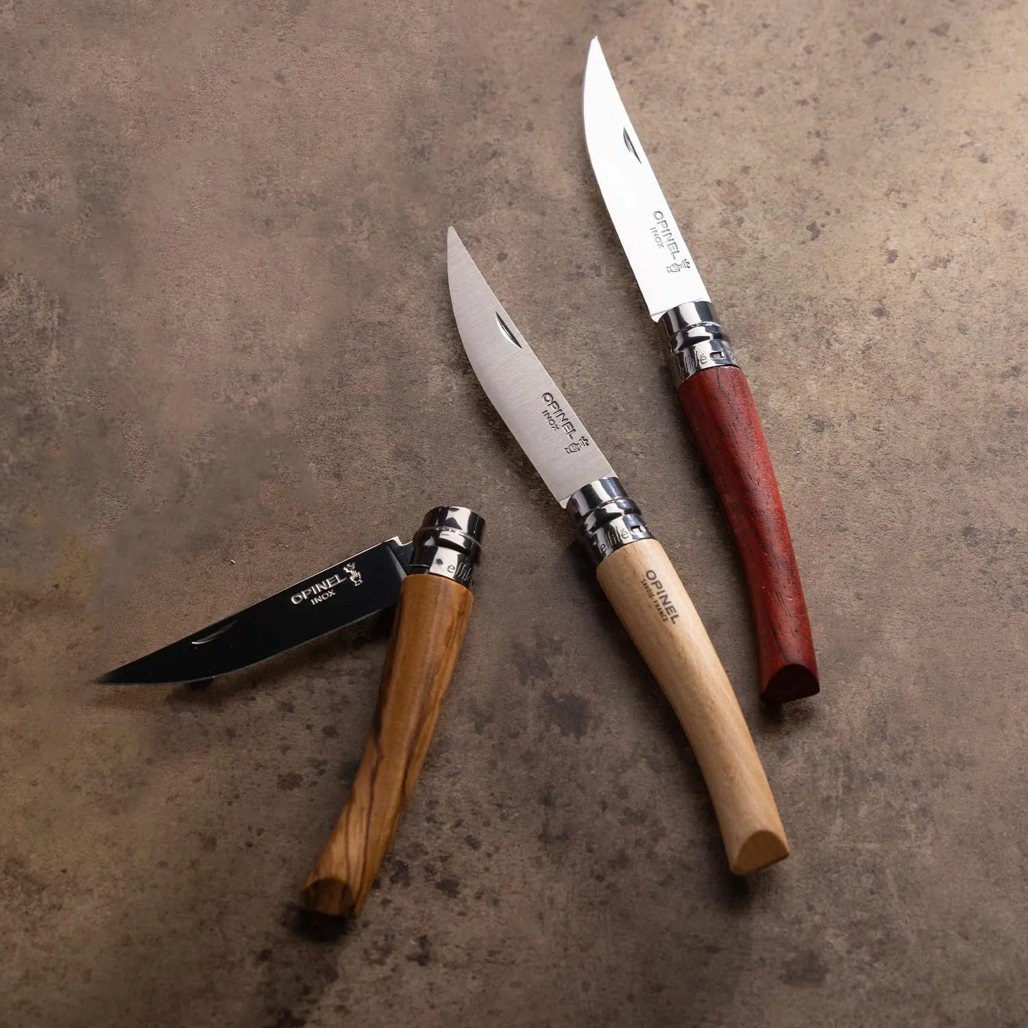 Opinel Effile Slimline Series Folding Fillet Knife – Slim Blade Folding Knife, Virobloc Locking Collar, Sustainably Harvested Wood Handles, Updated Blade Profile (Padouk Wood/No.10)
