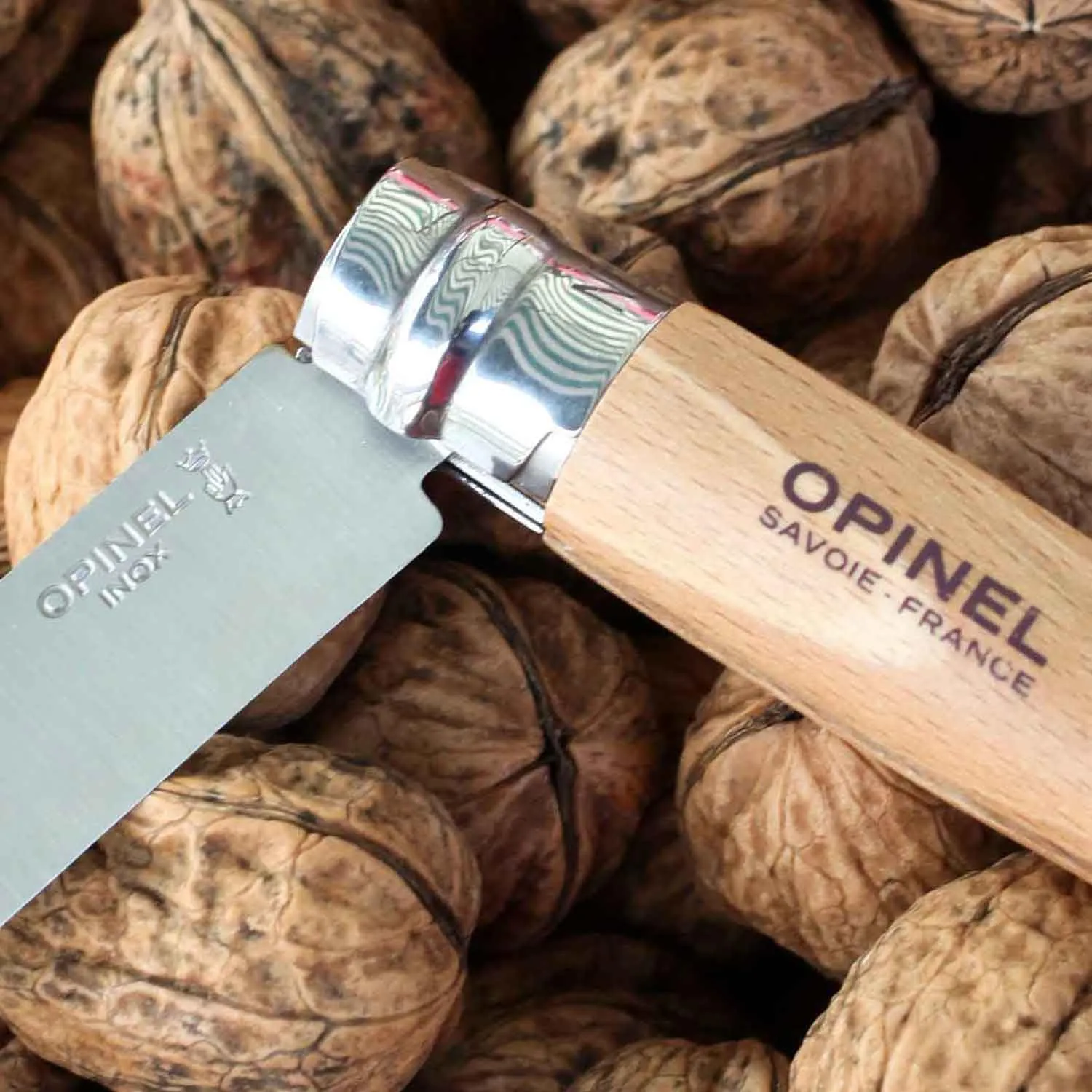 Opinel No. 12 Stainless Steel Pocket Knife, Beechwood Handle