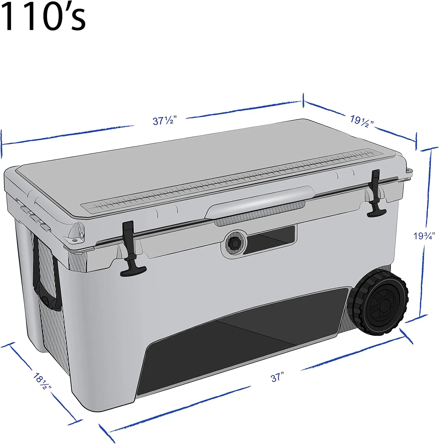 Original 110 Quart Ice Chest Heavy Duty High Performance Roto-Molded Commercial Grade Insulated Cooler with Wheels