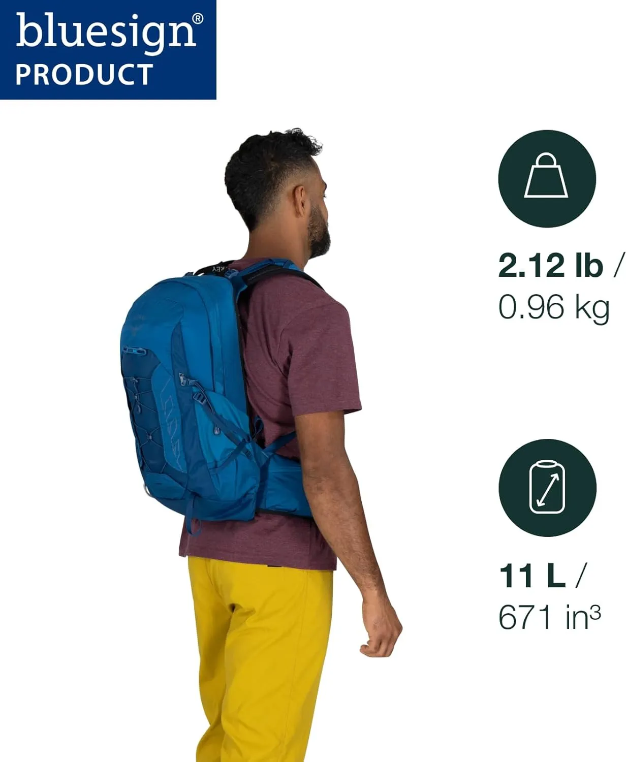 Osprey Talon 11L Men's Lightweight Hiking Backpack with Hipbelt, Scoria Blue/Night Shift