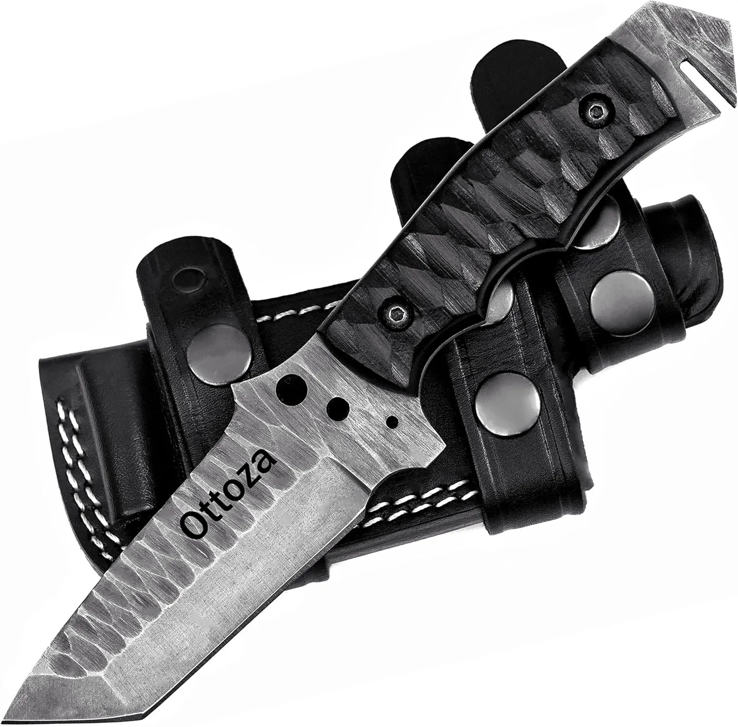 Ottoza 1095 High Carbon Steel Knife 8" Hunting Knife - Tanto Knife - Camping Knife - Tactical Knife - Survival Knife - Bushcraft Knife EDC Knife Fixed Blade Knife with Sheath Horizontal Carry No:378