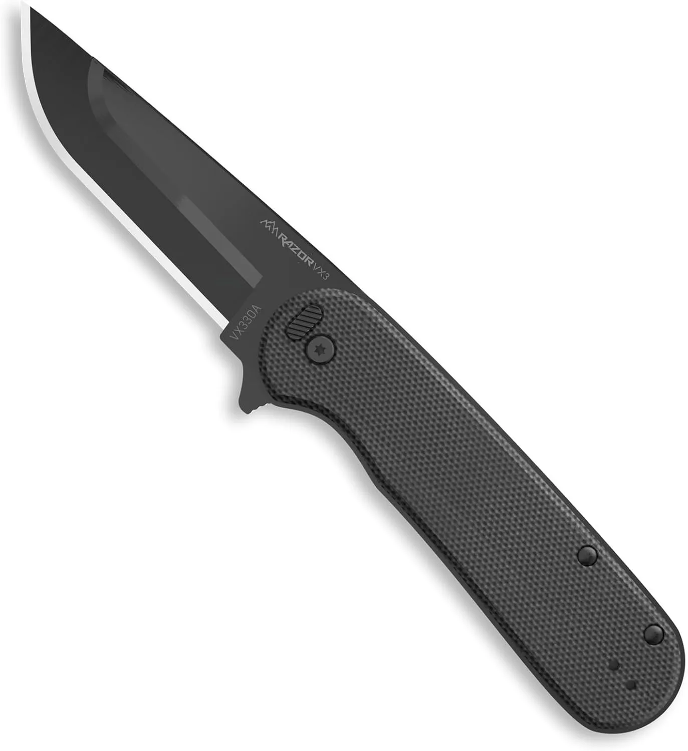 OUTDOOR EDGE Razor VX3 | Manual Opening Knife with Replaceable Blade EDC Folding Pocket Knife | 3 inch Blade, Ball Bearings, Black G-10 Stainless Steel Handle, Reversible Pocket Clip