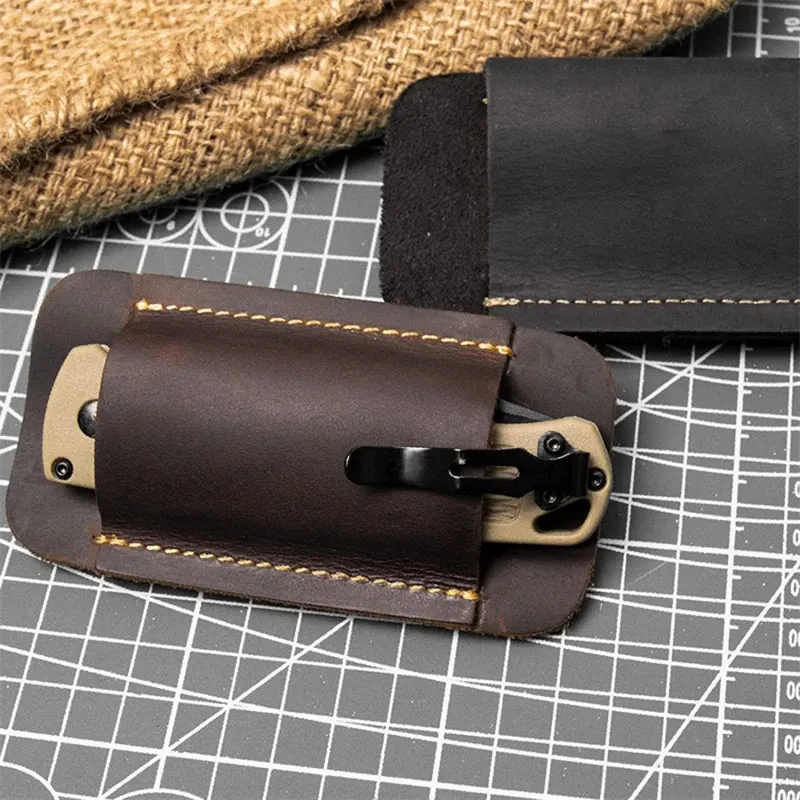 Outdoor Leather Sheath for Folding Knives Carrier Holster
