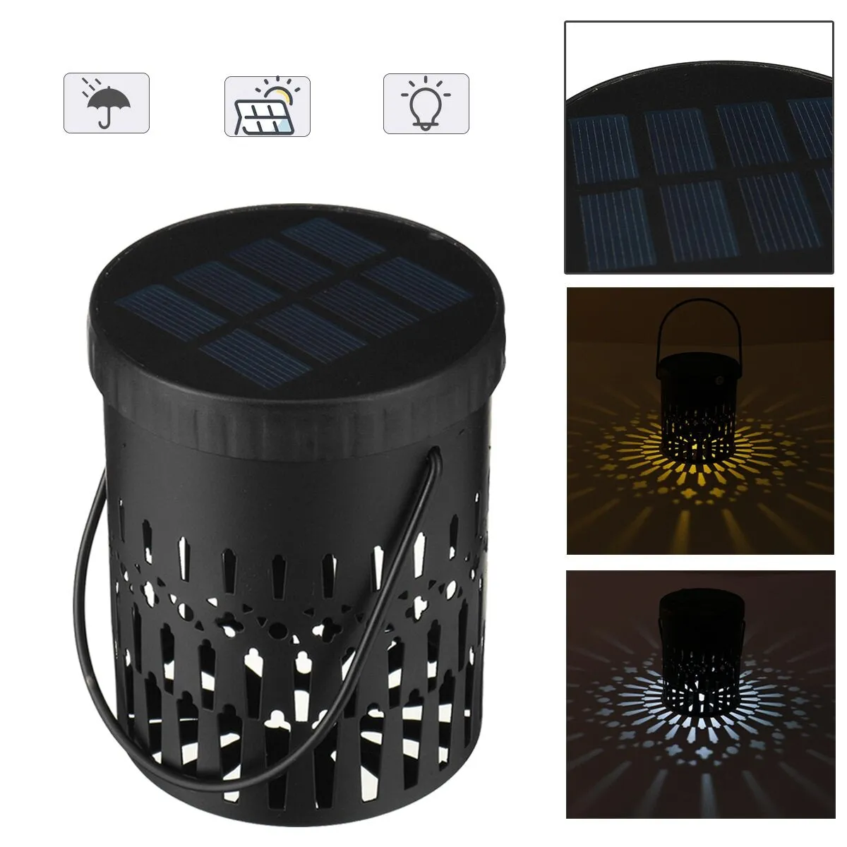 Outdoor Solar Lantern Light LED Solar Metal Lights Waterproof Hanging Lamp