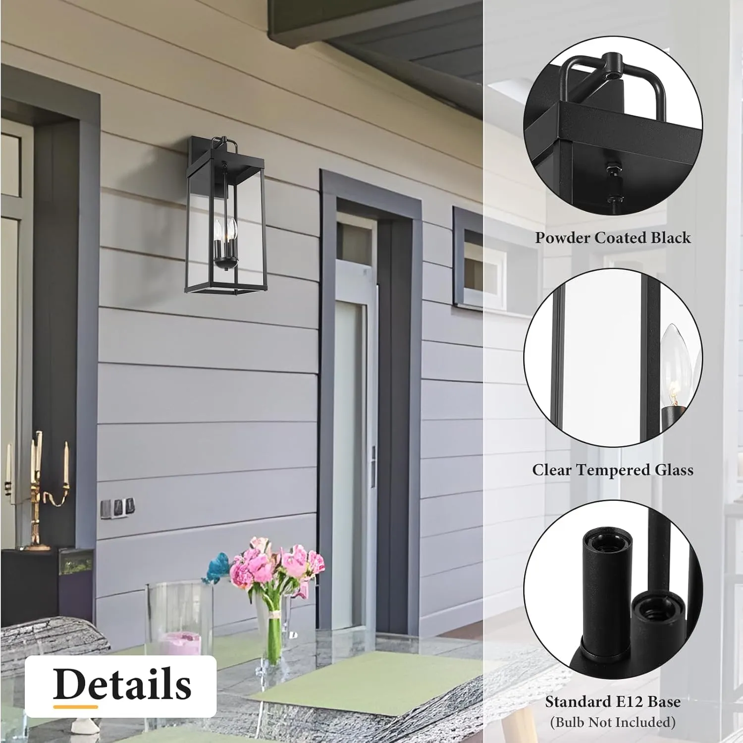 Outdoor Wall Sconce Light, 24 Inch Tall Transitional Exterior Wall Bracket Lighting with Clear Glass, Anti-Rust Powder Coat Black Modern Outside Carriage Lantern Lamp for Porch Garage Patio