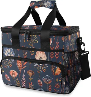 Paisley Floral Bohemian Feather Cooler Bag Insulated Cooler Soft Sided Cooler 24 Can Portable Picnic Bag Large Leakproof Lunch Bag Box for Beach Grocery Camping Travel Car Men Women