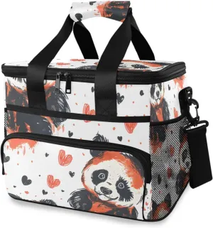 Panda Small Animal Doodles Cooler Bag Insulated Cooler Soft Sided Cooler 24 Can Portable Picnic Bag Large Leakproof Lunch Bag Box for Beach Grocery Camping Travel Car Men Women