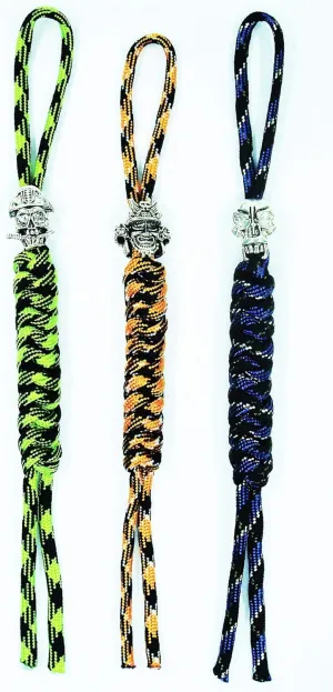 Paracord Knife Lanyard with Alloy Skull Beads,Handcrafted Lanyards Pendant for EDC Pocket Knife/Folding Knife/Outdoor Gear/Zipper Pulls/Survival Key-Chain/Cell,Pack of 3