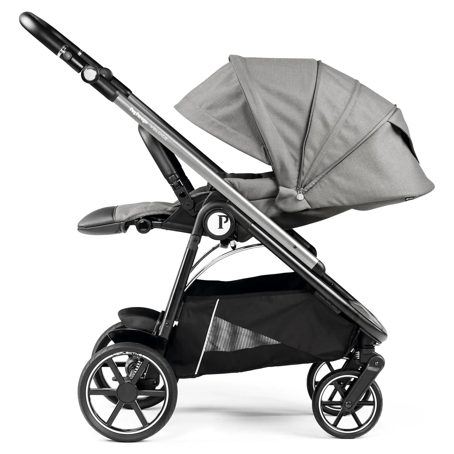 Peg Perego Veloce - Compact Full Featured Lightweight Stroller - Compatible with All Primo Viaggio 4-35 Infant Car Seats - Made in Italy - Mercury (Grey)