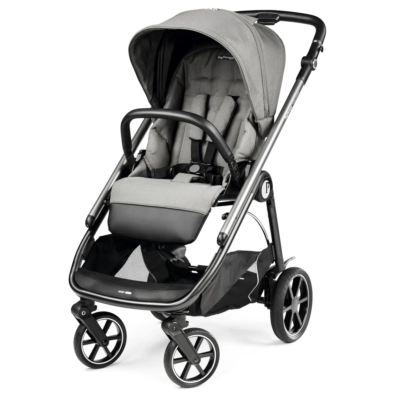 Peg Perego Veloce - Compact Full Featured Lightweight Stroller - Compatible with All Primo Viaggio 4-35 Infant Car Seats - Made in Italy - Mercury (Grey)