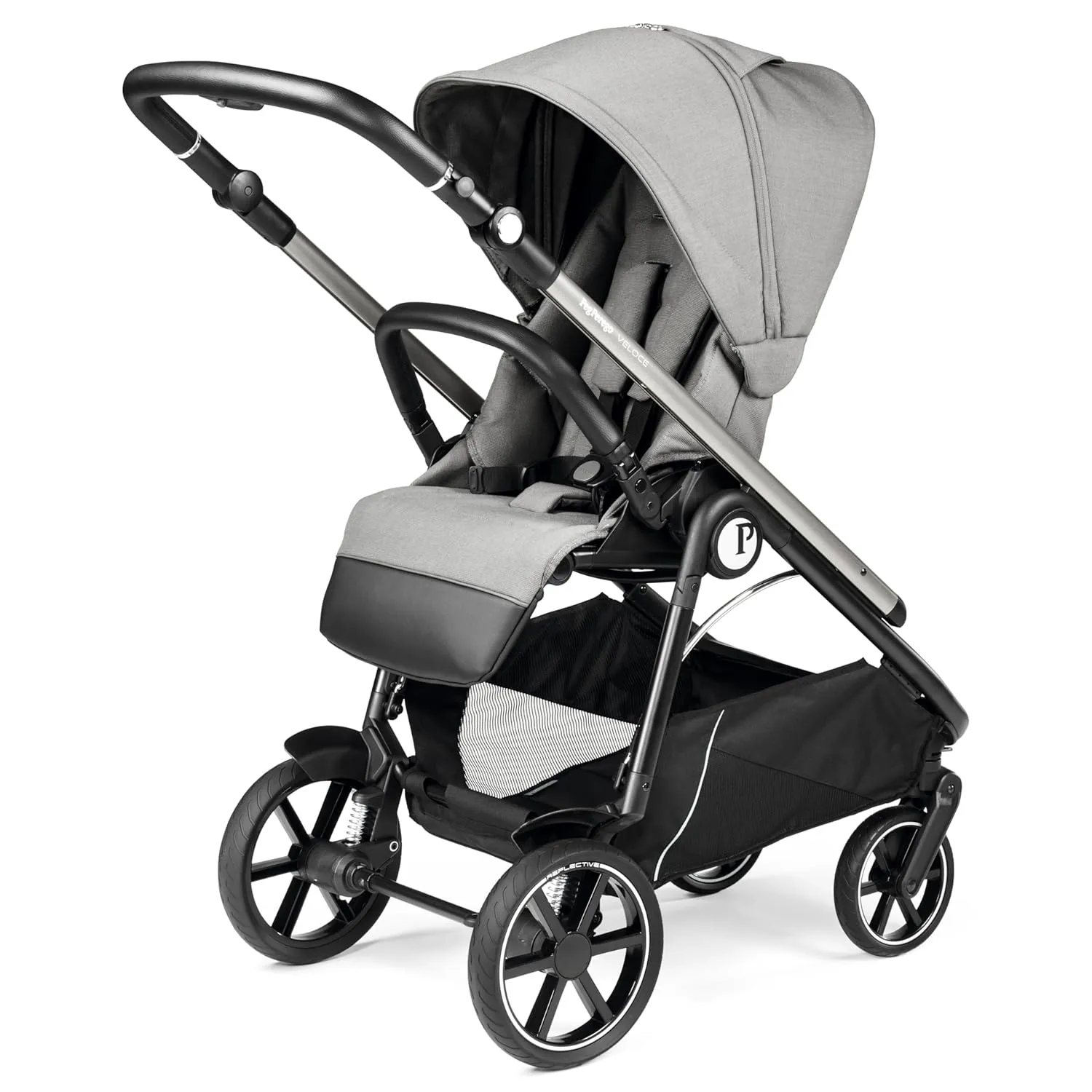 Peg Perego Veloce - Compact Full Featured Lightweight Stroller - Compatible with All Primo Viaggio 4-35 Infant Car Seats - Made in Italy - Mercury (Grey)