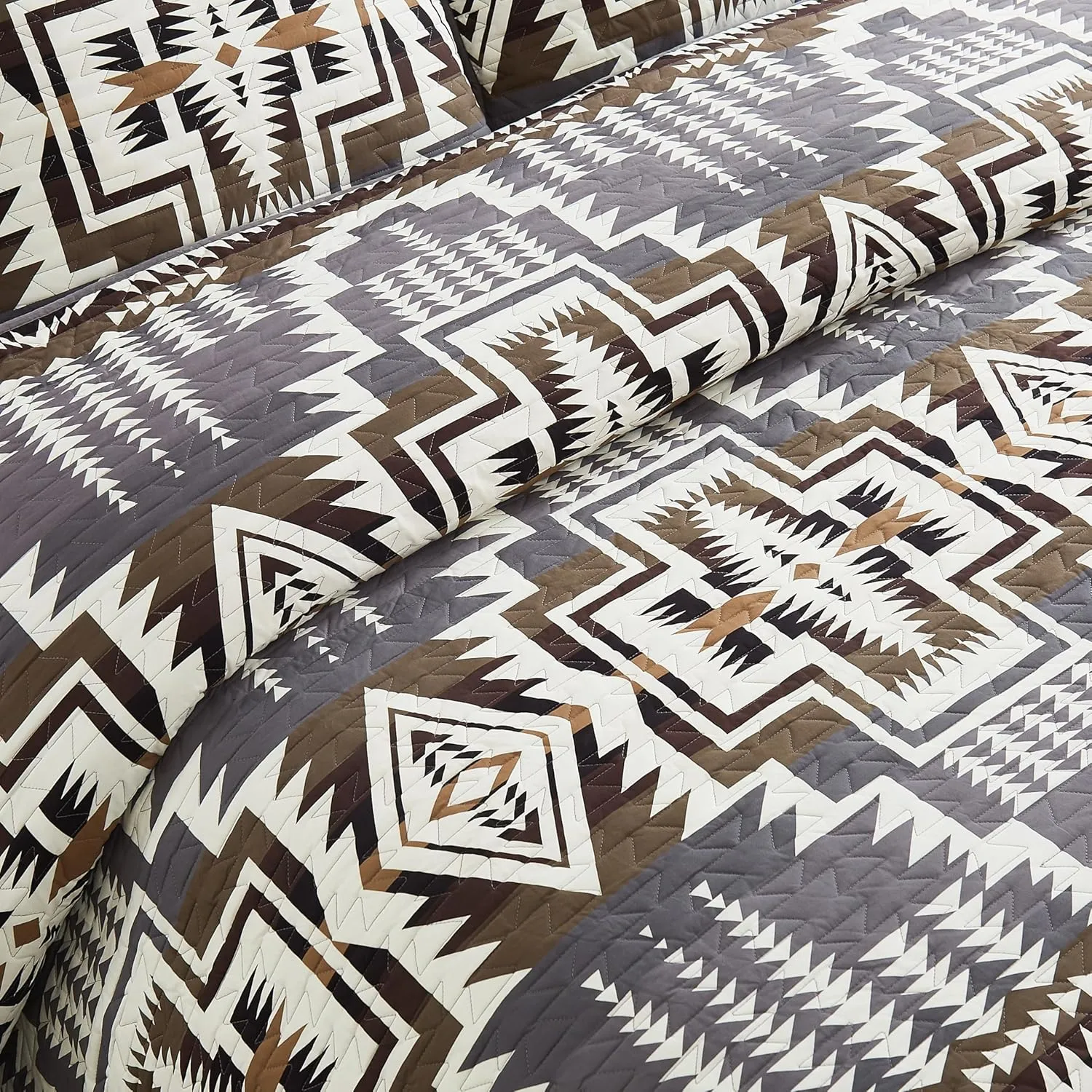 PENDLETON 31712 Harding Star Queen Comforter Set for Home Decor, Lightweight Cotton Quilted Bedspread with Pillow Sham, Queen, Gray