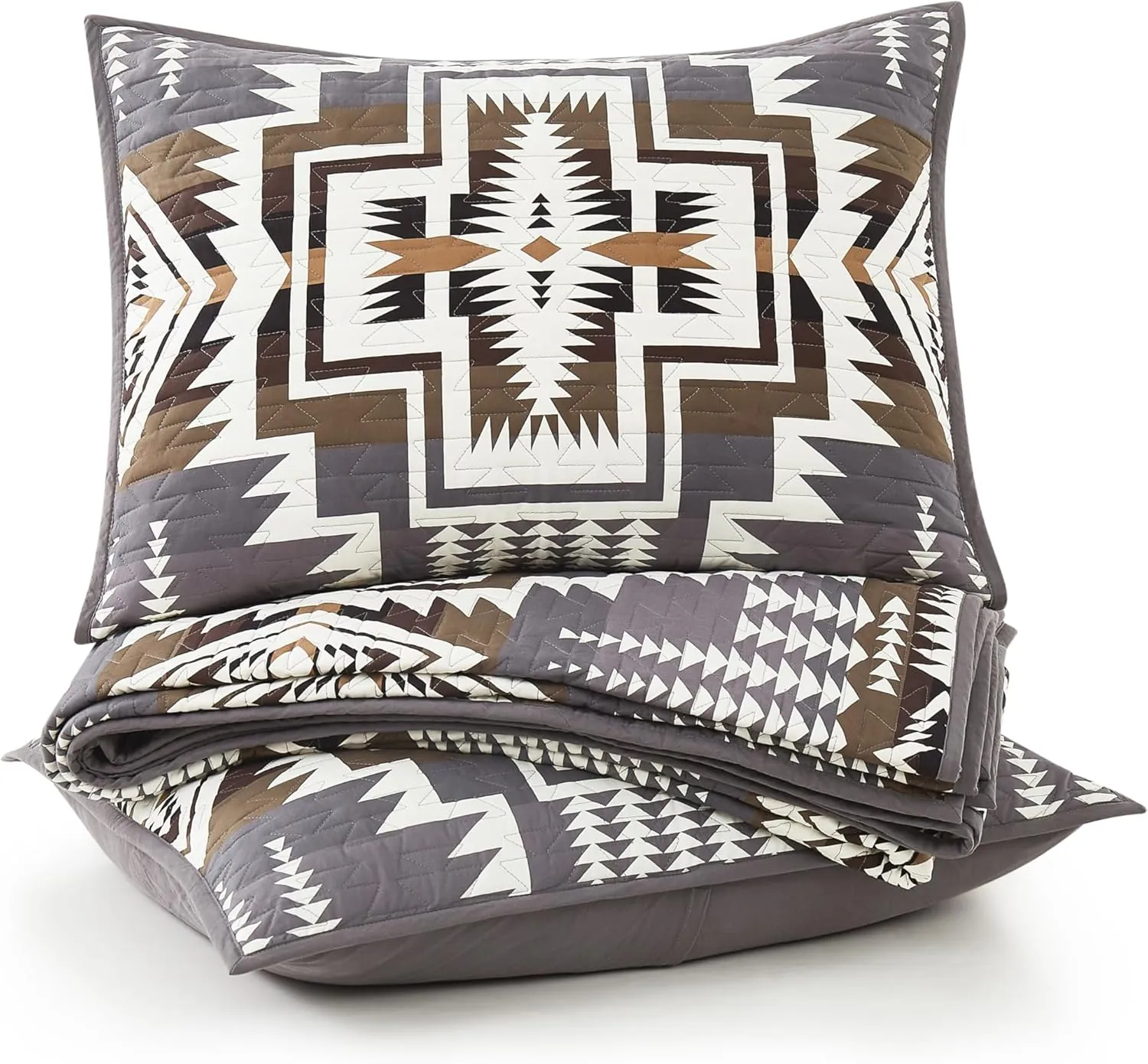 PENDLETON 31712 Harding Star Queen Comforter Set for Home Decor, Lightweight Cotton Quilted Bedspread with Pillow Sham, Queen, Gray