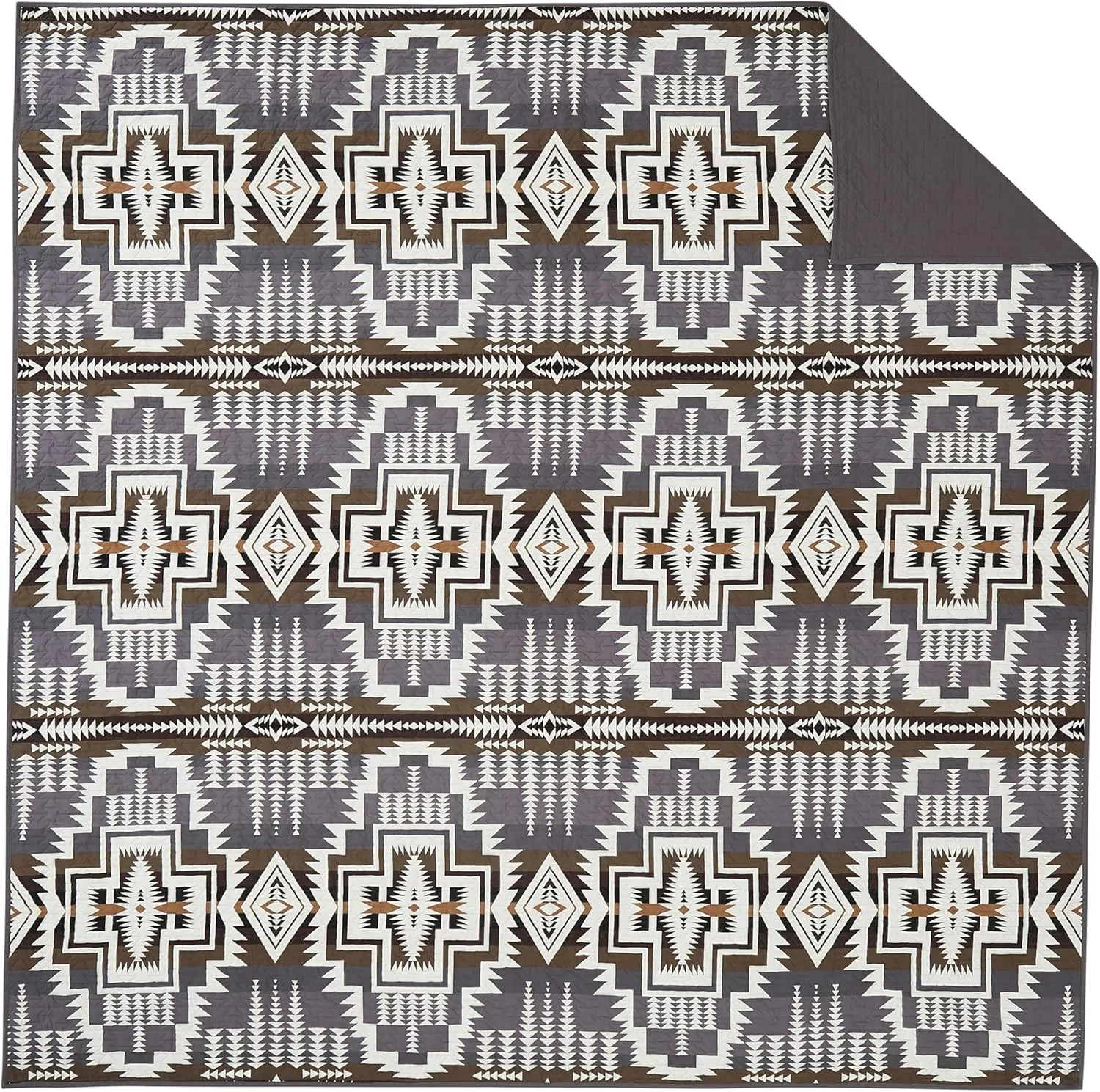 PENDLETON 31712 Harding Star Queen Comforter Set for Home Decor, Lightweight Cotton Quilted Bedspread with Pillow Sham, Queen, Gray