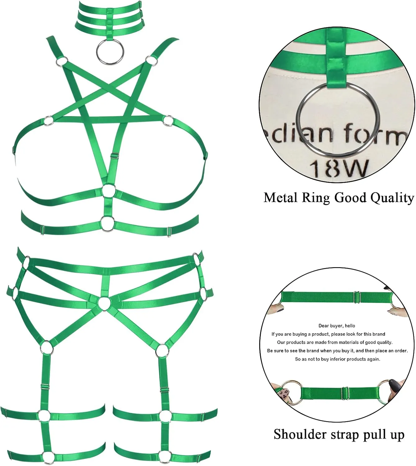 Pentagram Plus Size Women's Body Harness Punk Full Cage Bra Set Hollow Out Adjustable Gothic Dance Festival Rave